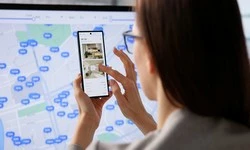 Recherche de biens immobiliers sur ordinateur et téléphone